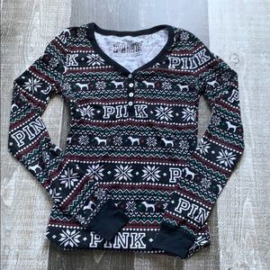 Pink vneck thermal top